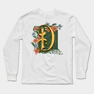 Art Nouveau Letter D, Ornamental Letter D, Art Deco Long Sleeve T-Shirt